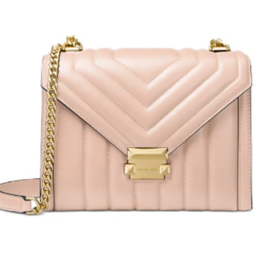 NWT Michael Kors Whitney Quilted Leather Shoulder Bag Soft Pink/Gold Org Pkg